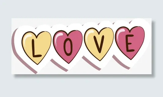 矢量彩色爱心LOVE免抠