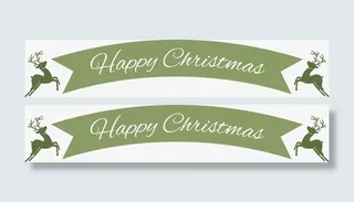 绿色圣诞节驯鹿横幅免抠
