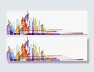 动感绚丽城市剪影免抠