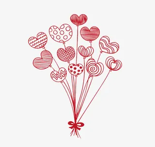 一束爱心气球免抠