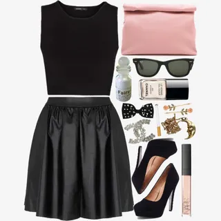 黑色裙装和配饰免抠