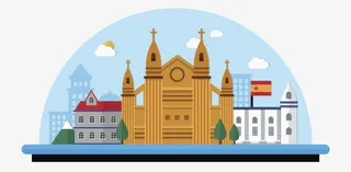 西班牙圣地亚哥大教堂免抠