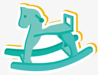 蓝色矢量扁平手工木马免抠