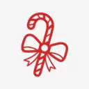 手绘拐杖糖红色线条免抠