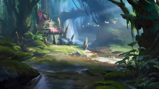 手绘自然美景插画免抠