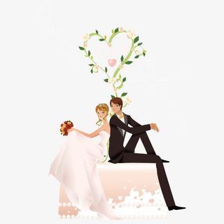 爱情花环下的新人免抠