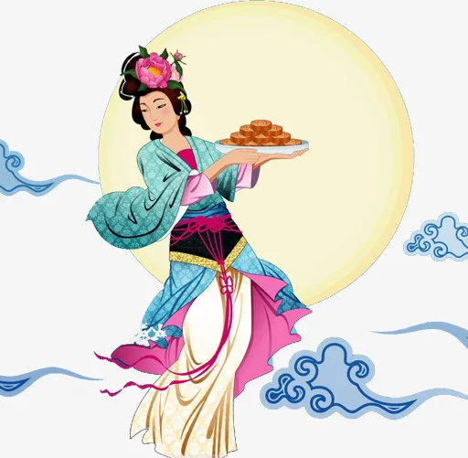 端月饼的古典美女免抠