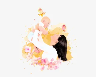 水彩母爱素材免抠