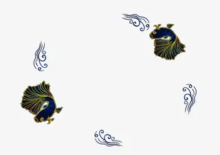 国潮风小鱼浪花免抠