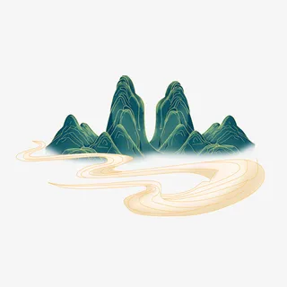 国潮 山水 云朵元素 矢量素材免抠