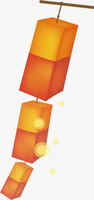 长方形立体灯笼免抠