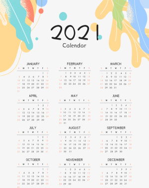 2021年日历牛年挂历现代简约风矢量免抠节日元旦/春节/元宵元素
