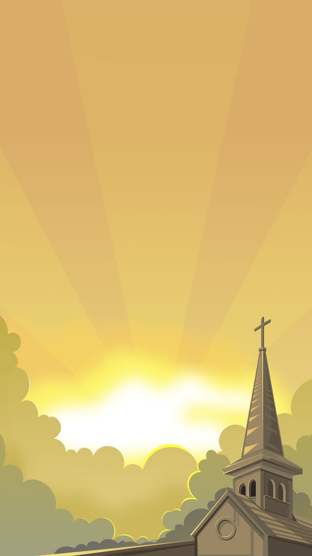 日出景象油画免抠