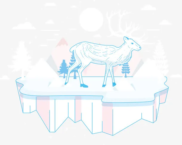 雪地上的驯鹿免抠