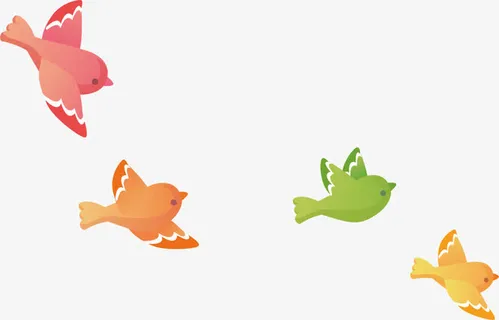 彩色小鸟素材免抠