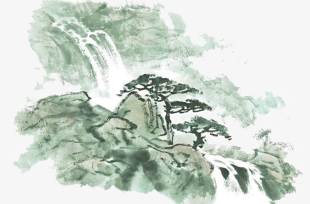 中国风山水图案素材免抠
