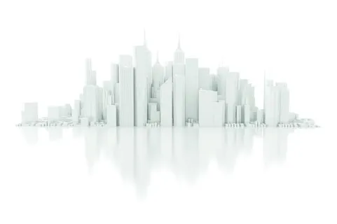 白色高楼建筑模型免抠