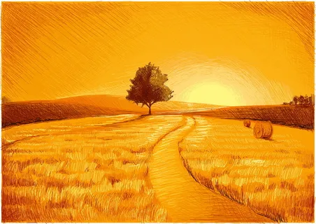 麦田油画背景模板高清