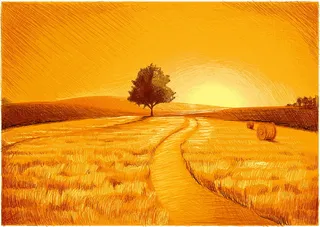 麦田油画背景模板高清