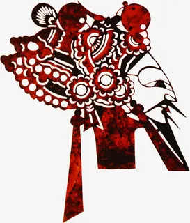 皮影戏红色男人头像中秋免抠