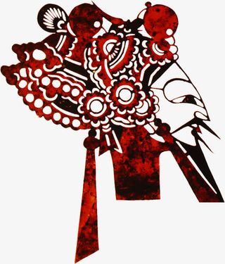 皮影戏红色男人头像中秋免抠