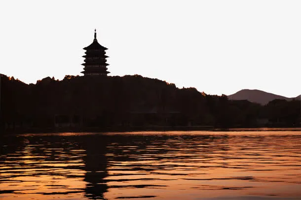 自然唯美特色建筑杭州地标免抠图免抠