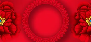淘宝中国红元素庆典花海报banner背景高清