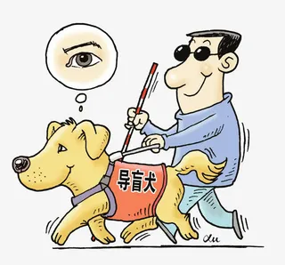 导盲犬帮助人免抠
