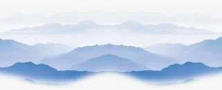 蓝色朦胧远山素材免抠