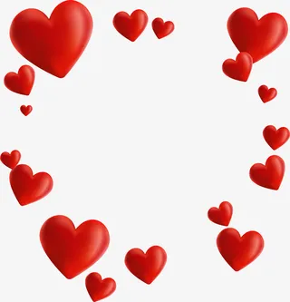 红色情人节爱心框架免抠