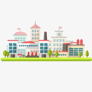 学校建筑风景设计免抠