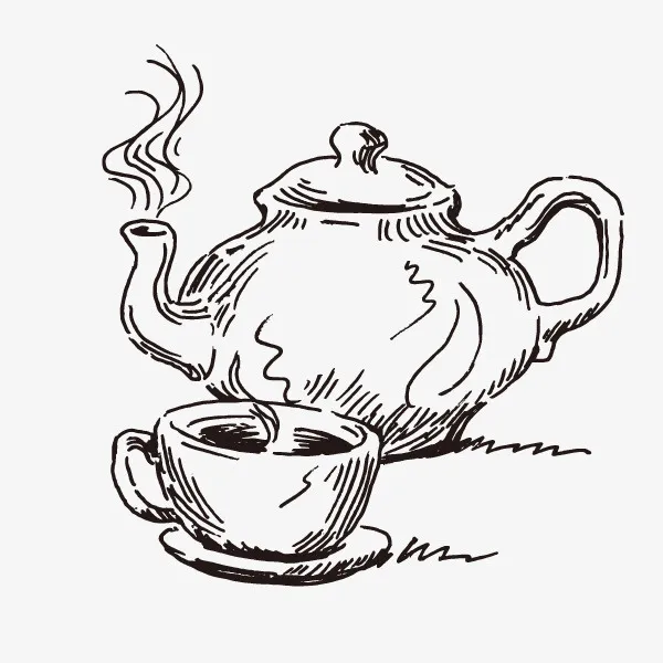 卡通手绘动漫茶具免抠