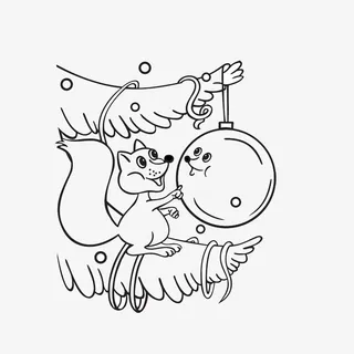 老鼠圣诞节日线条素材免抠