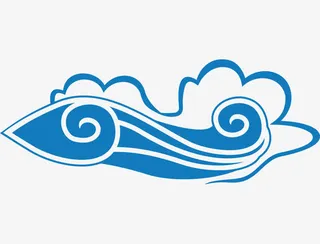 大海水浪花祥云中国元素免抠