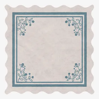 经典复古淡蓝花纹边框免抠