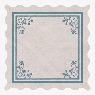 经典复古淡蓝花纹边框免抠