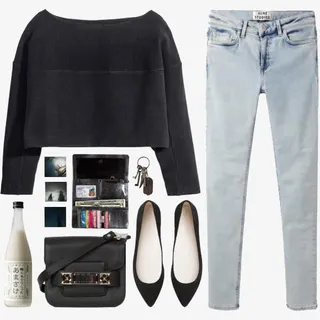 黑色短上衣搭配免抠