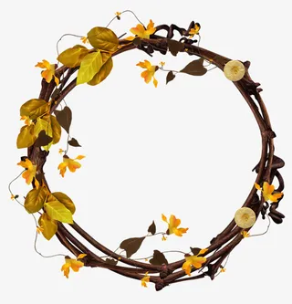 漂亮的树枝花环素材免抠