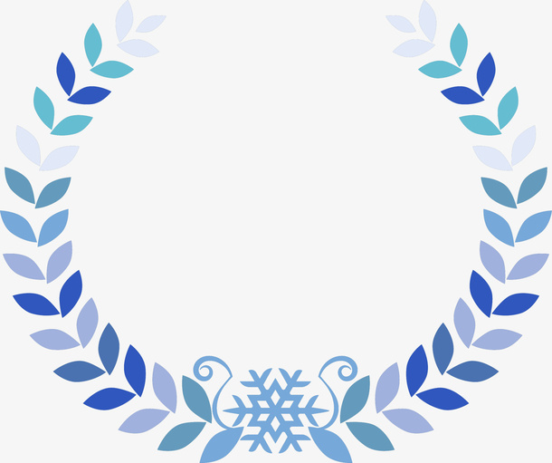 蓝色雪花草圈免抠