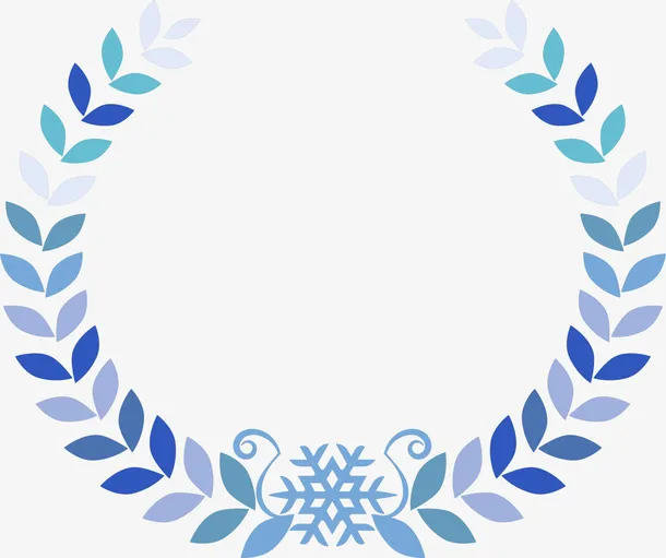 蓝色雪花草圈免抠