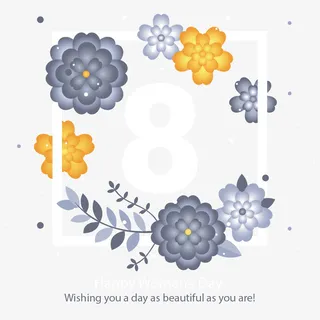 创意花朵边框妇女节文字免抠