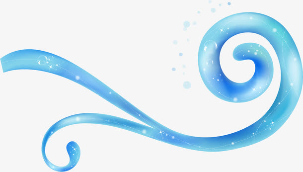 蓝色渐变曲线梦幻花纹免抠