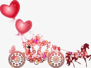 梦幻情人节花车马车免抠