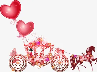梦幻情人节花车马车免抠