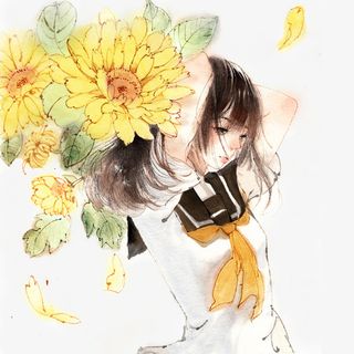 小女孩和花朵免抠