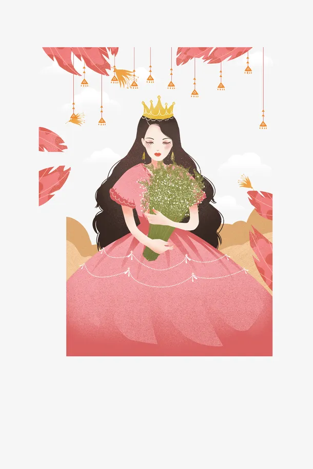 粉色清新女神节免抠节日妇女节元素