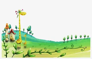 手绘卡通长颈鹿免抠