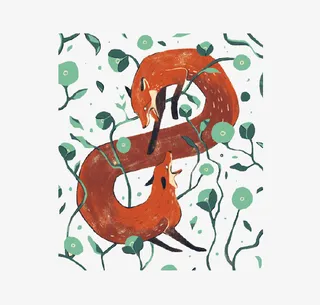 树枝中的狐狸免抠