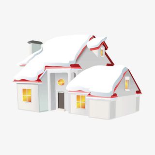 卡通冬天的房子免抠