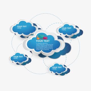 矢量蓝色云信息图免抠